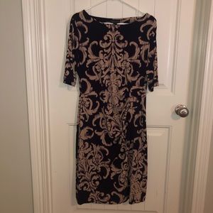 Very Dark Maroon and Tan Pattern Dress